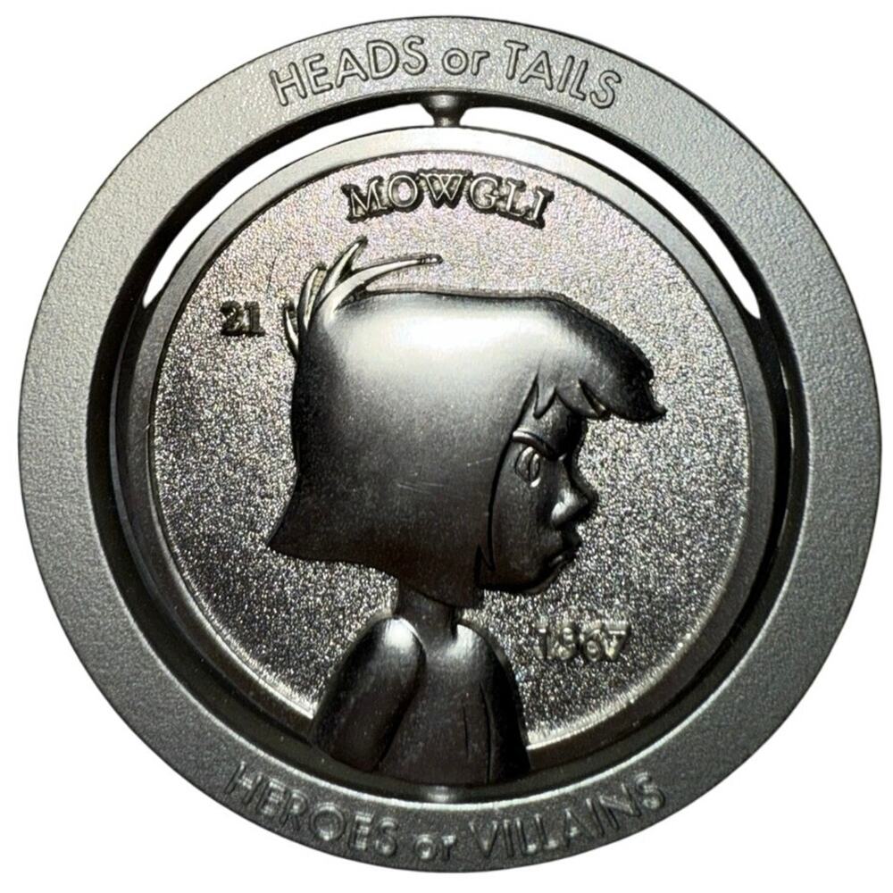 Disney Pin Jungle Book Heads or Tails Spinner Heroes Vs Villains LE 900 Silver